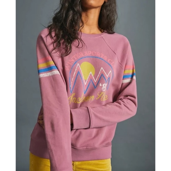 Anthropologie Sweaters - Anthropologie Oversized Retro Vintage Inspired Jackson Hole 81 Sweatshirt Sz XS